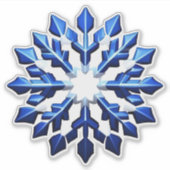 Gedetailleerde Blauwe Sneeuwvlok Sticker (Voorkant)
