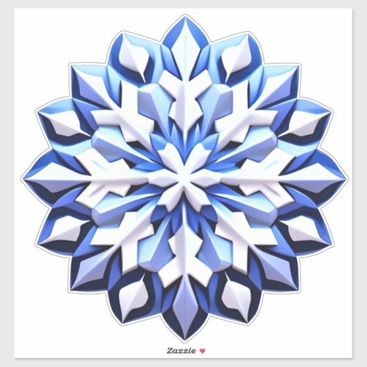 Gedetailleerde Blauwe Sneeuwvlok Sticker (Vel)