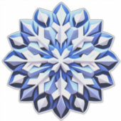 Gedetailleerde Blauwe Sneeuwvlok Sticker (Voorkant)
