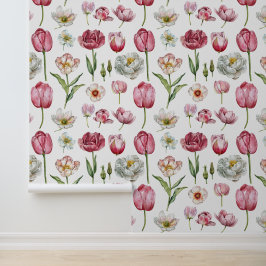 Gedetailleerde bloem collectie pioenen tulp rozen behang