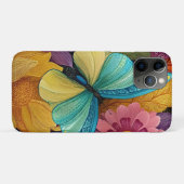 Gedetailleerde bloem- en vlinderillustratie Case-Mate iPhone case (Achterkant (horizontaal))