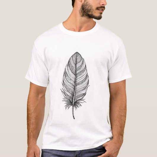 Gedetailleerde Boho Veer Lijnkunst T-shirt (Voorkant)