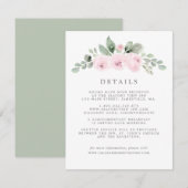 Gedetailleerde botanische bruiloft met roze Floral Informatiekaartje (Voorkant / Achterkant)