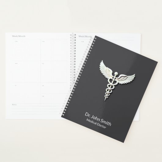 Gedetailleerde Clean White Caduceus Medical Antrac Planner (Display)