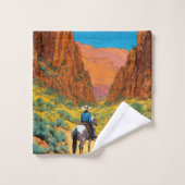 Gedetailleerde Cowboy Art | Copper Canyon-scène Bad Handdoek (Wasdoekje)