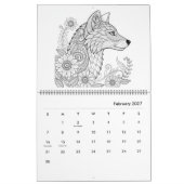 Gedetailleerde dieren kleurkalender kalender (Feb 2027)