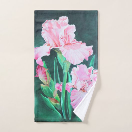 Gedetailleerde elegante roze iris Acrylverf Handdoek (Handdoek)