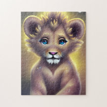 Gedetailleerde Fantasy Cute Kawaii baby lion cub