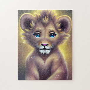 Gedetailleerde Fantasy Cute Kawaii baby lion cub Legpuzzel
