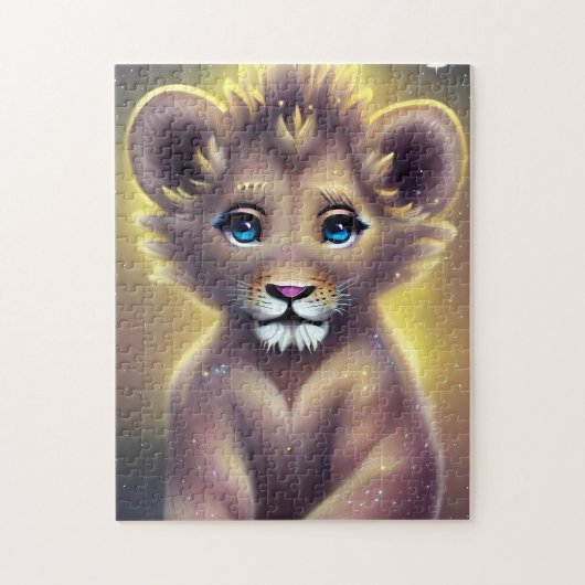 Gedetailleerde Fantasy Cute Kawaii baby lion cub Legpuzzel (Verticaal)