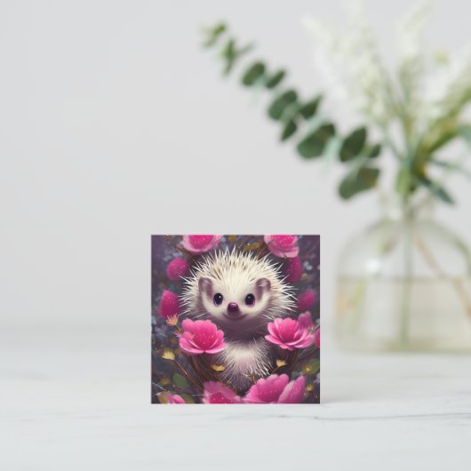 Gedetailleerde Fantasy Leuke Kawaii Valentijn Hedg Vierkante Visitekaartje (Staand voorkant)