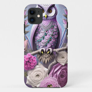 Gedetailleerde Fantasy Owl op een bed van Thorns Case-Mate iPhone Case