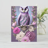 Gedetailleerde Fantasy Owl op een bed van Thorns Feestdagenkaart (Staand voorkant)