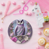 Gedetailleerde Fantasy Owl op een bed van Thorns Papieren Bordje (Feest)