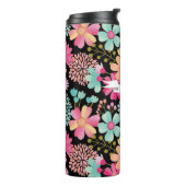 Gedetailleerde Floral Banner Name Persoonlijke Dri Thermosbeker (Gedraaid links)