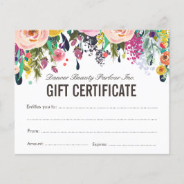 Gedetailleerde Floral Beauty Salon Cadeaubon Flyer