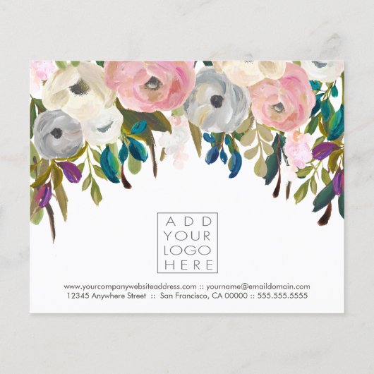 Gedetailleerde Floral Beauty Salon Dank je Kaarten (Achterkant)