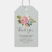Gedetailleerde Floral Dank je wel Cadeaulabel (Voorkant)