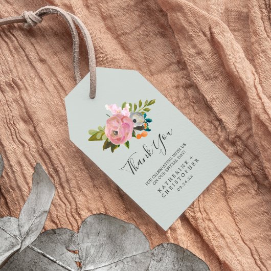 Gedetailleerde Floral Dank je wel Cadeaulabel