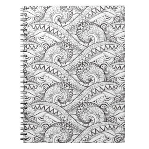 Gedetailleerde Floral Pattern Doodle Notitieboek