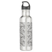 Gedetailleerde Floral Pattern Doodle Waterfles (Achterkant)