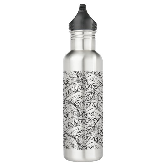 Gedetailleerde Floral Pattern Doodle Waterfles (Rechts)