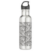 Gedetailleerde Floral Pattern Doodle Waterfles (Voorkant)