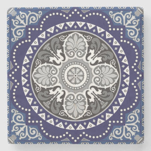 Gedetailleerde Floral Sjaal Paisley Design Stenen Onderzetter
