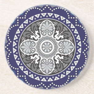 Gedetailleerde Floral Sjaal Paisley Design Zandsteen Onderzetter