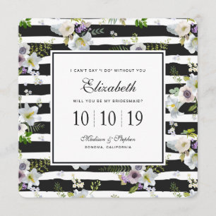 Gedetailleerde Floral Striped Pattern - Bridesmaid Kaart