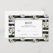 Gedetailleerde Floral Striped Pattern - Wedding RS RSVP Kaartje (Voorkant / Achterkant)