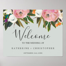 Gedetailleerde Floral Welcome Wedding Poster