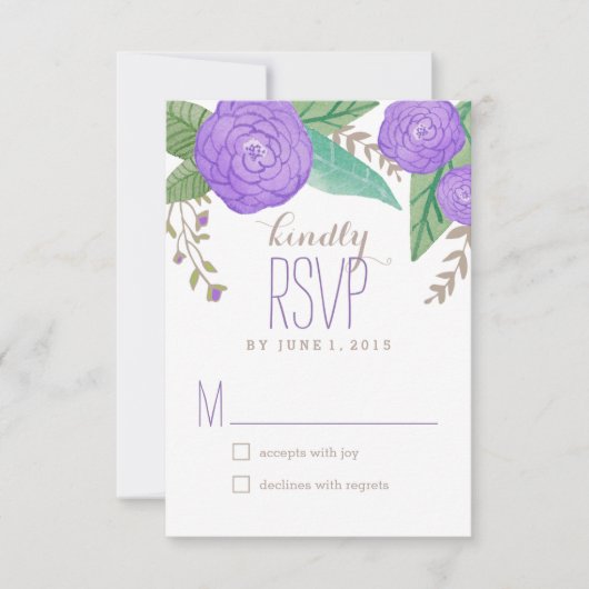 Gedetailleerde Florals Wedding Response / RSVP-kaa RSVP Kaartje (Voorkant)