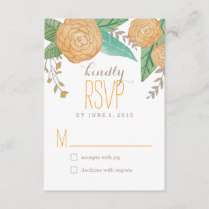 Gedetailleerde Florals Wedding Response / RSVP-kaa RSVP Kaartje