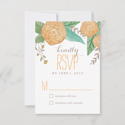 Gedetailleerde Florals Wedding Response / RSVP-kaa RSVP Kaartje (Voorkant)