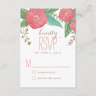 Gedetailleerde Florals Wedding Response / RSVP-kaa RSVP Kaartje