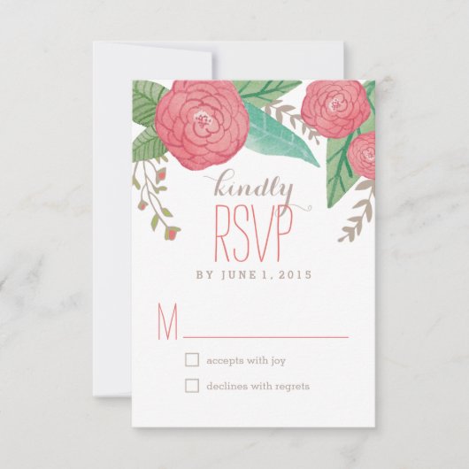 Gedetailleerde Florals Wedding Response / RSVP-kaa RSVP Kaartje (Voorkant)