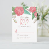 Gedetailleerde Florals Wedding Response / RSVP-kaa RSVP Kaartje (Staand voorkant)