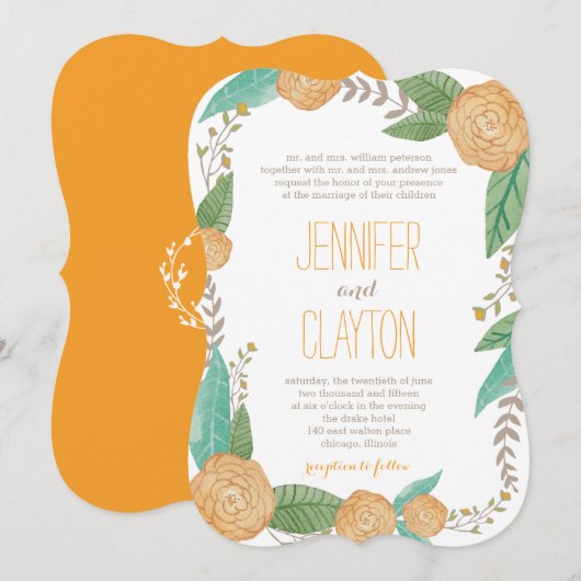 Gedetailleerde Florals Wedding-uitnodigingen Kaart (Voorkant / Achterkant)