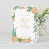 Gedetailleerde Florals Wedding-uitnodigingen Kaart (Staand voorkant)