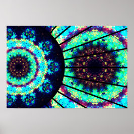 Gedetailleerde fluorescentielampen Mandala Poster