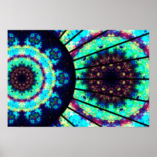 Gedetailleerde fluorescentielampen Mandala Poster