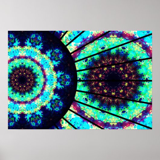 Gedetailleerde fluorescentielampen Mandala Poster (Voorkant)
