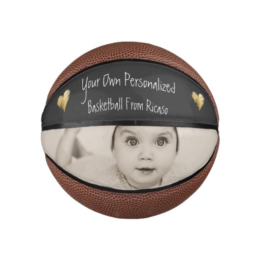 Gedetailleerde gepersonaliseerde Gold Heart Basketbal (Voorkant)