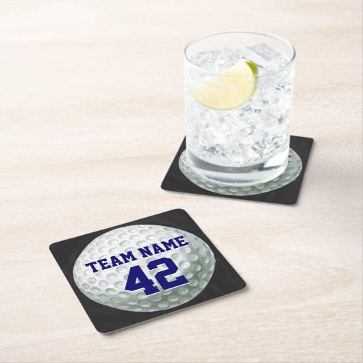 Gedetailleerde Golfbal met naam Kartonnen Onderzetters (Insitu)