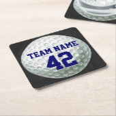 Gedetailleerde Golfbal met naam Kartonnen Onderzetters (Schuin)