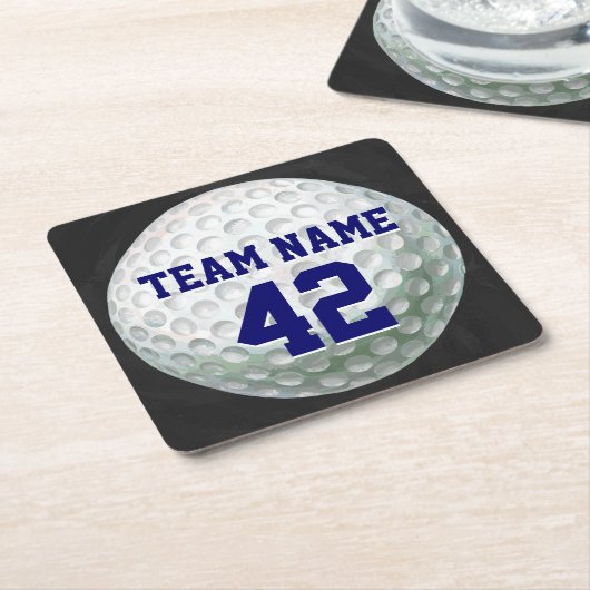 Gedetailleerde Golfbal met naam Kartonnen Onderzetters (Schuin)