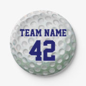 Gedetailleerde Golfbal met naam Papieren Bordje (Voorkant)