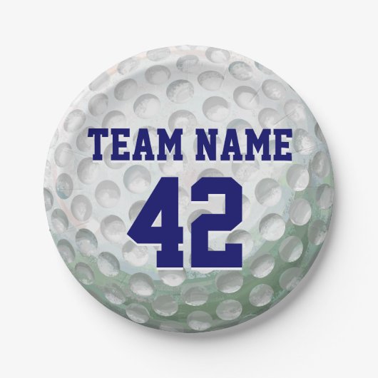 Gedetailleerde Golfbal met naam Papieren Bordje (Voorkant)