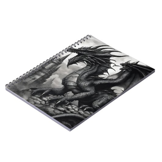 Gedetailleerde Gotische Drakenkunst Notitieboek (Linkerzijde)